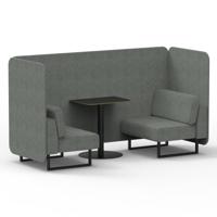 Brixworth 2 Seater Bench Booth With Black Legs And Black Table With Black Leg In Rivet Fabric - Prime Panels And Sofa