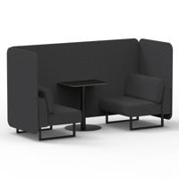 Brixworth 2 Seater Bench Booth With Black Legs And Black Table With Black Leg In X2 Fabric - Arithmetic Panels And Sofa