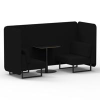 Brixworth 2 Seater Bench Booth With Black Legs And Black Table With Black Leg In X2 Fabric - Diameter Panels And Sofa