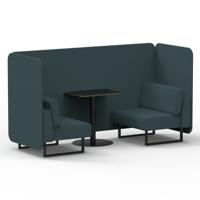 Brixworth 2 Seater Bench Booth With Black Legs And Black Table With Black Leg In X2 Fabric - Polygon Panels And Sofa