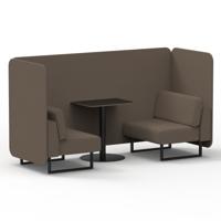 Brixworth 2 Seater Bench Booth With Black Legs And Black Table With Black Leg In X2 Fabric - Theory Panels And Sofa