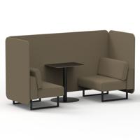 Brixworth 2 Seater Bench Booth With Black Legs And Black Table With Black Leg In Main Line Flax Fabric - Bank Panels And Sofa