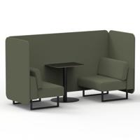 Brixworth 2 Seater Bench Booth With Black Legs And Black Table With Black Leg In Main Line Flax Fabric - Monument Panels And Sofa