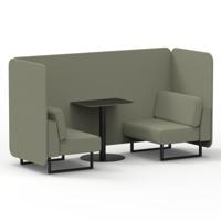 Brixworth 2 Seater Bench Booth With Black Legs And Black Table With Black Leg In Main Line Flax Fabric - Newbury Panels And Sofa