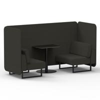 Brixworth 2 Seater Bench Booth With Black Legs And Black Table With Black Leg In Main Line Flax Fabric - Temple Panels And Sofa