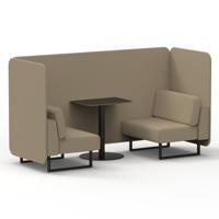 Brixworth 2 Seater Bench Booth With Black Legs And Black Table With Black Leg In Main Line Flax Fabric - Upminster Panels And Sofa