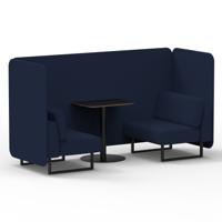 Brixworth 2 Seater Bench Booth With Black Legs And Black Table With Black Leg In Synergy Fabric - Alike Panels And Sofa