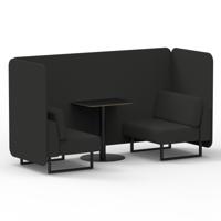 Brixworth 2 Seater Bench Booth With Black Legs And Black Table With Black Leg In Synergy Fabric - Mix Panels And Sofa