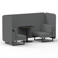 Brixworth 2 Seater Bench Booth With Black Legs And Black Table With Black Leg In Synergy Fabric - Partner Panels And Sofa