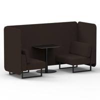 Brixworth 2 Seater Bench Booth With Black Legs And Black Table With Black Leg In Synergy Fabric - Wed Panels And Sofa