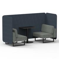 Brixworth 2 Seater Bench Booth With Black Legs And Black Table With Black Leg In Rivet Fabric - Crucible Panels And Prime Sofa
