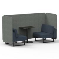 Brixworth 2 Seater Bench Booth With Black Legs And Black Table With Black Leg In Rivet Fabric - Prime Panels And Crucible Sofa