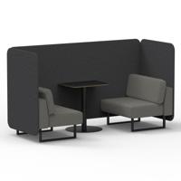 Brixworth 2 Seater Bench Booth With Black Legs And Black Table With Black Leg In X2 Fabric - Arithmetic Panels And Number Sofa