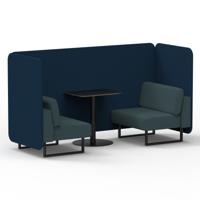 Brixworth 2 Seater Bench Booth With Black Legs And Black Table With Black Leg In X2 Fabric - Calculus Panels And Polygon Sofa