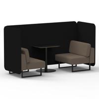 Brixworth 2 Seater Bench Booth With Black Legs And Black Table With Black Leg In X2 Fabric - Diameter Panels And Theory Sofa