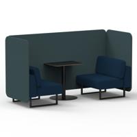 Brixworth 2 Seater Bench Booth With Black Legs And Black Table With Black Leg In X2 Fabric - Polygon Panels And Calculus Sofa