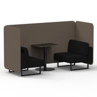 Brixworth 2 Seater Bench Booth With Black Legs And Black Table With Black Leg In X2 Fabric - Theory Panels And Diameter Sofa