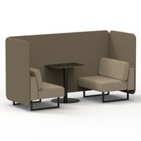 Brixworth 2 Seater Bench Booth With Black Legs And Black Table With Black Leg In Main Line Flax Fabric - Bank Panels And Upminster Sofa