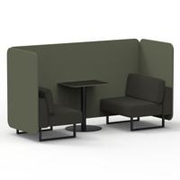 Brixworth 2 Seater Bench Booth With Black Legs And Black Table With Black Leg In Main Line Flax Fabric - Monument Panels And Temple Sofa