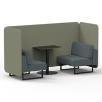 Brixworth 2 Seater Bench Booth With Black Legs And Black Table With Black Leg In Main Line Flax Fabric - Newbury Panels And Westminster Sofa
