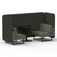 Brixworth 2 Seater Bench Booth With Black Legs And Black Table With Black Leg In Main Line Flax Fabric - Temple Panels And Monument Sofa