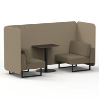 Brixworth 2 Seater Bench Booth With Black Legs And Black Table With Black Leg In Main Line Flax Fabric - Upminster Panels And Bank Sofa