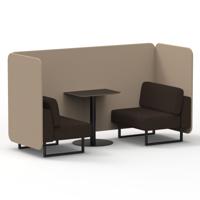 Brixworth 2 Seater Bench Booth With Black Legs And Black Table With Black Leg In Synergy Fabric - Affix Panels And Wed Sofa