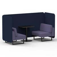 Brixworth 2 Seater Bench Booth With Black Legs And Black Table With Black Leg In Synergy Fabric - Alike Panels And Order Sofa