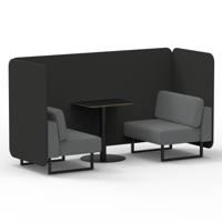 Brixworth 2 Seater Bench Booth With Black Legs And Black Table With Black Leg In Synergy Fabric - Mix Panels And Partner Sofa