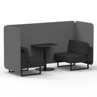 Brixworth 2 Seater Bench Booth With Black Legs And Black Table With Black Leg In Synergy Fabric - Partner Panels And Mix Sofa