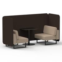 Brixworth 2 Seater Bench Booth With Black Legs And Black Table With Black Leg In Synergy Fabric - Wed Panels And Affix Sofa