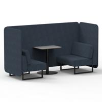 Brixworth 2 Seater Bench Booth With Black Legs And Grey Table With Black Leg In Rivet Fabric - Crucible Panels And Sofa