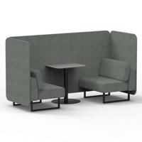 Brixworth 2 Seater Bench Booth With Black Legs And Grey Table With Black Leg In Rivet Fabric - Prime Panels And Sofa