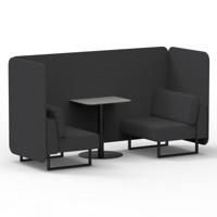 Brixworth 2 Seater Bench Booth With Black Legs And Grey Table With Black Leg In X2 Fabric - Arithmetic Panels And Sofa