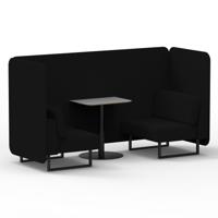 Brixworth 2 Seater Bench Booth With Black Legs And Grey Table With Black Leg In X2 Fabric - Diameter Panels And Sofa