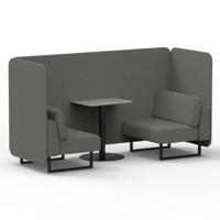 Brixworth 2 Seater Bench Booth With Black Legs And Grey Table With Black Leg In X2 Fabric - Number Panels And Sofa