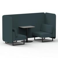 Brixworth 2 Seater Bench Booth With Black Legs And Grey Table With Black Leg In X2 Fabric - Polygon Panels And Sofa