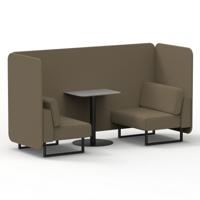 Brixworth 2 Seater Bench Booth With Black Legs And Grey Table With Black Leg In Main Line Flax Fabric - Bank Panels And Sofa