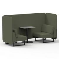 Brixworth 2 Seater Bench Booth With Black Legs And Grey Table With Black Leg In Main Line Flax Fabric - Monument Panels And Sofa