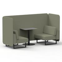 Brixworth 2 Seater Bench Booth With Black Legs And Grey Table With Black Leg In Main Line Flax Fabric - Newbury Panels And Sofa