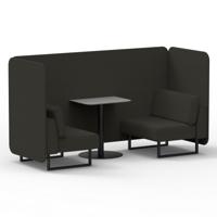 Brixworth 2 Seater Bench Booth With Black Legs And Grey Table With Black Leg In Main Line Flax Fabric - Temple Panels And Sofa