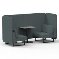 Brixworth 2 Seater Bench Booth With Black Legs And Grey Table With Black Leg In Main Line Flax Fabric - Westminster Panels And Sofa