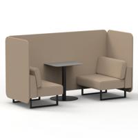 Brixworth 2 Seater Bench Booth With Black Legs And Grey Table With Black Leg In Synergy Fabric - Affix Panels And Sofa