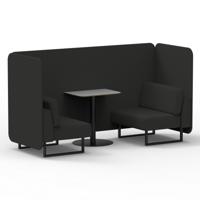 Brixworth 2 Seater Bench Booth With Black Legs And Grey Table With Black Leg In Synergy Fabric - Mix Panels And Sofa