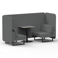 Brixworth 2 Seater Bench Booth With Black Legs And Grey Table With Black Leg In Synergy Fabric - Partner Panels And Sofa