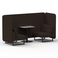 Brixworth 2 Seater Bench Booth With Black Legs And Grey Table With Black Leg In Synergy Fabric - Wed Panels And Sofa