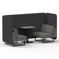 Brixworth 2 Seater Bench Booth With Black Legs And Grey Table With Black Leg In X2 Fabric - Arithmetic Panels And Number Sofa