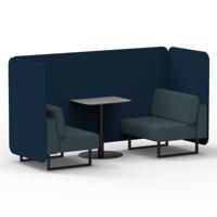 Brixworth 2 Seater Bench Booth With Black Legs And Grey Table With Black Leg In X2 Fabric - Calculus Panels And Polygon Sofa