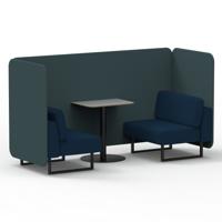 Brixworth 2 Seater Bench Booth With Black Legs And Grey Table With Black Leg In X2 Fabric - Polygon Panels And Calculus Sofa
