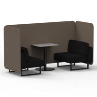Brixworth 2 Seater Bench Booth With Black Legs And Grey Table With Black Leg In X2 Fabric - Theory Panels And Diameter Sofa